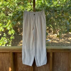 Lands' End Women's 100% Linen High Rise Wide Leg Pants Size 8